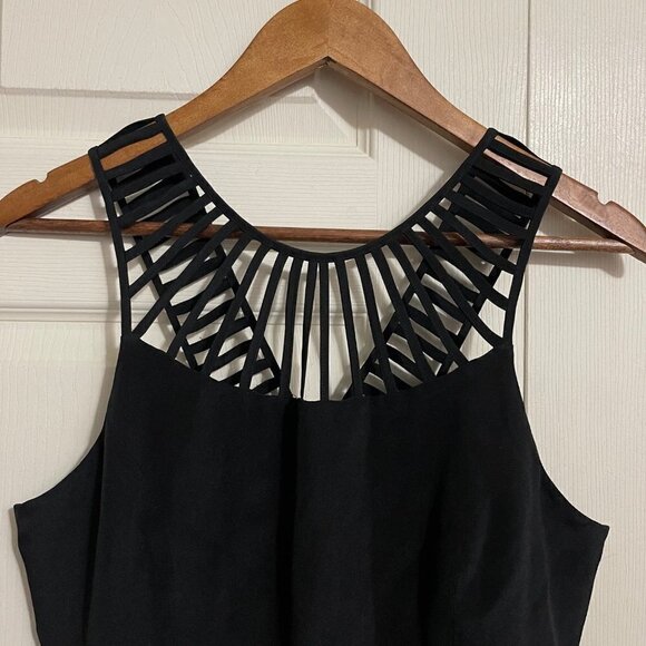 Parker Womens Black 100% Silk Strappy Cut Out Neck Fit & Flare Mini Dress Medium - Picture 5 of 10